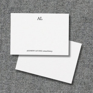 Minimalistisches Schwarz-Weiß-Monogramm Geschäft Mitteilungskarte