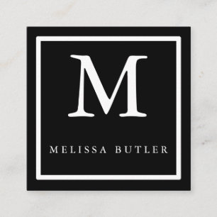 Minimalistisches Schwarz-Weiß-Monogramm Quadratische Visitenkarte