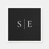 Minimalistisches Schwarz-Weiß-Monogramm Serviette (Vorderseite)