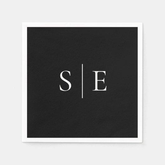 Minimalistisches Schwarz-Weiß-Monogramm Serviette (Vorderseite)