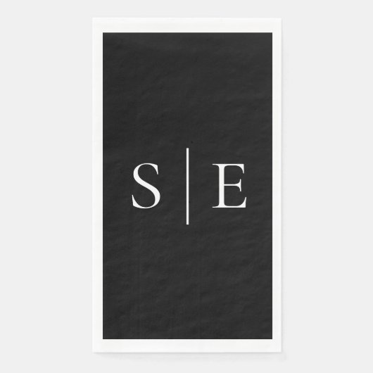 Minimalistisches Schwarz-Weiß-Monogramm Serviette (Vorderseite)