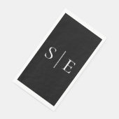 Minimalistisches Schwarz-Weiß-Monogramm Serviette (Ecke)