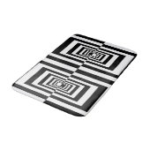 Minimalistisches Schwarz-Weiß-Muster Badematte (Schrägansicht)