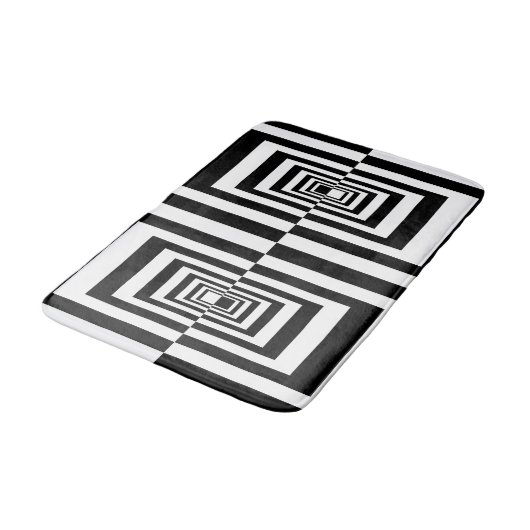 Minimalistisches Schwarz-Weiß-Muster Badematte (Schrägansicht)