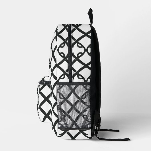 Minimalistisches Schwarz-Weiß-Muster Bedruckter Rucksack (Rechts)