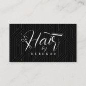 Minimalistisches Schwarz-Weiß-Muster Friseursalon Visitenkarte (Rückseite)