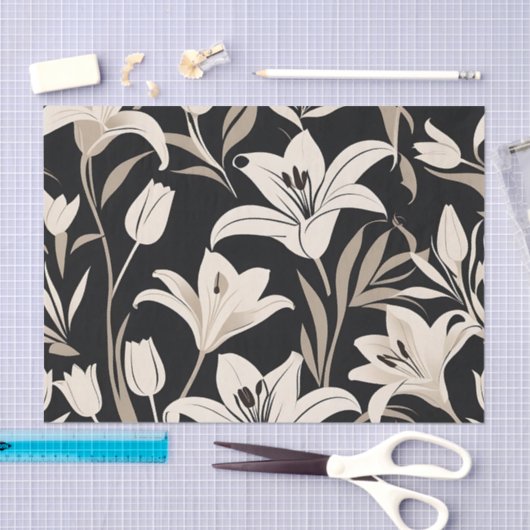 Minimalistisches Schwarz-Weiß-Muster Seidenpapier (Handwerk)