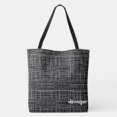 Minimalistisches Schwarz-Weiß-Muster Totbeutel Tasche (Rückseite)