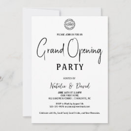 Minimalistisches Schwarz Weiß Open House Eröffnung Einladung