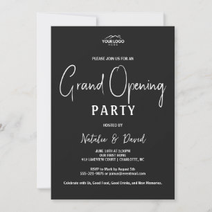 Minimalistisches Schwarz Weiß Open House Eröffnung Einladung