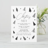 Minimalistisches Schwarz-Weiß-Party Einladung (Stehend Vorderseite)