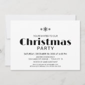 Minimalistisches Schwarz-Weiß-Party Einladung (Vorderseite)