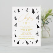 Minimalistisches Schwarz-Weiß-Party Folieneinladung (Stehend vorne)