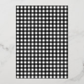 Minimalistisches Schwarz-Weiß-Party Folieneinladung (Rückseite)