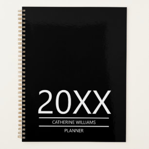 Minimalistisches Schwarz-Weiß-Personalisiert Planer