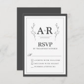 Minimalistisches Schwarz & Weiß RSVP Karte (Vorne/Hinten)