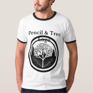 Minimalistisches Schwarz-Weiß-Rundschreibstift- un T-Shirt