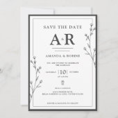 Minimalistisches Schwarz-Weiß Save The Date (Vorderseite)