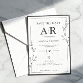 Minimalistisches Schwarz-Weiß Save The Date