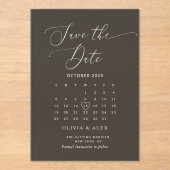 Minimalistisches Schwarz-weiß Save the Date Acryleinladungen (Vorderseite)