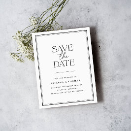 Minimalistisches Schwarz/Weiß Save the Date Ankündigungspostkarte