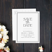 Minimalistisches Schwarz/Weiß Save the Date Ankündigungspostkarte