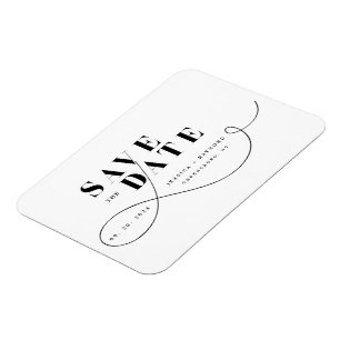 Minimalistisches Schwarz-Weiß Save The Date Magnet