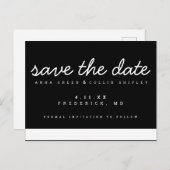 Minimalistisches Schwarz/Weiß Save the Date Postkarte (Vorne/Hinten)