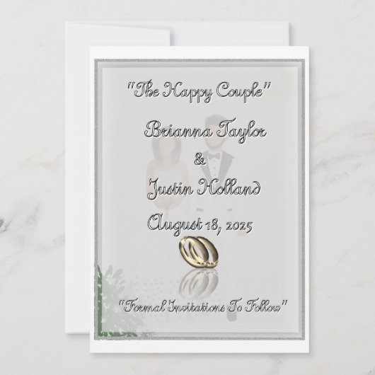 Minimalistisches Schwarz-Weiß-Save the Date Save The Date (Rückseite)