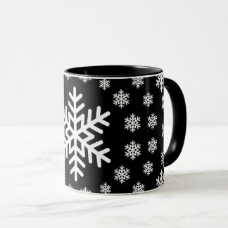 Minimalistisches Schwarz-Weiß-Schneeflocken-Mandal Tasse
