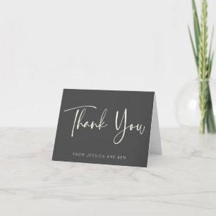 Minimalistisches Schwarz-Weiß-Script personalisier Dankeskarte