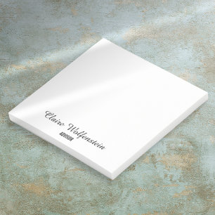 Minimalistisches Schwarz-Weiß-Script personalisier Post-it Klebezettel