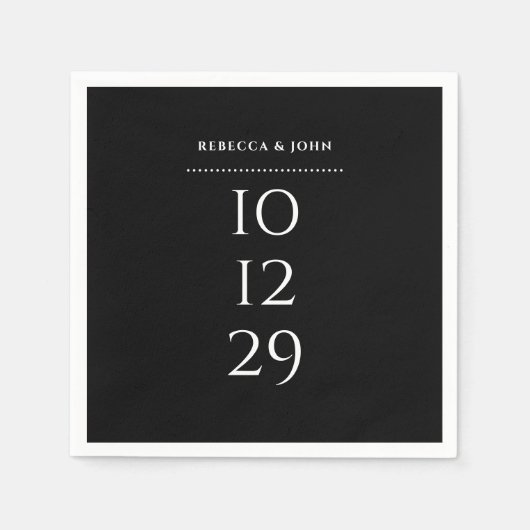 Minimalistisches Schwarz-Weiß-Sonderdatum Serviette (Vorderseite)