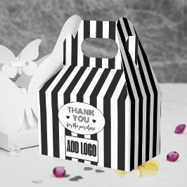 Minimalistisches Schwarz-Weiß-Streifen-Logo Geschenkschachtel