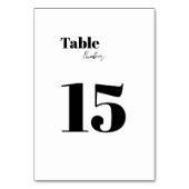 Minimalistisches Schwarz/Weiß Tischnummer (Vorderseite)