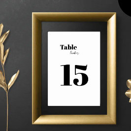 Minimalistisches Schwarz/Weiß Tischnummer