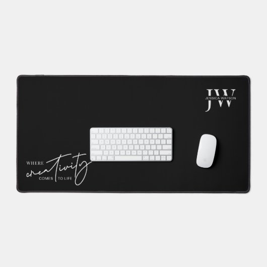 Minimalistisches Schwarz-Weiß-Unternehmen-Monogram Schreibtischunterlage (Tastatur & Maus)
