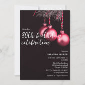 Minimalistisches Schwarz/Weiß Weihnachten Geburtst Einladung (Vorderseite)