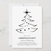 Minimalistisches Schwarz-Weiß-Weihnachtsbaum Party Einladung (Vorderseite)