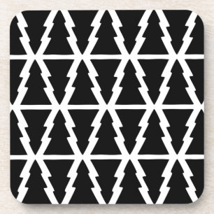 Minimalistisches Schwarz & Weiß Weihnachtsbaummust Getränkeuntersetzer