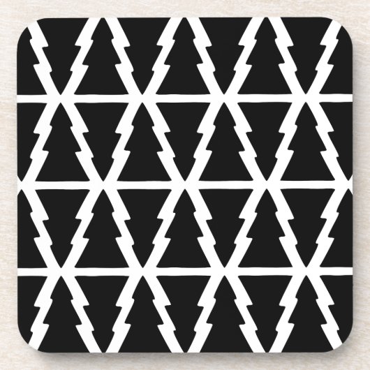 Minimalistisches Schwarz & Weiß Weihnachtsbaummust Getränkeuntersetzer (Vorderseite)