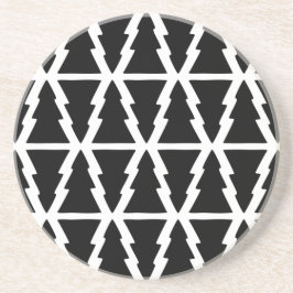 Minimalistisches Schwarz & Weiß Weihnachtsbaummust Getränkeuntersetzer