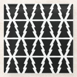 Minimalistisches Schwarz & Weiß Weihnachtsbaummust Glasuntersetzer