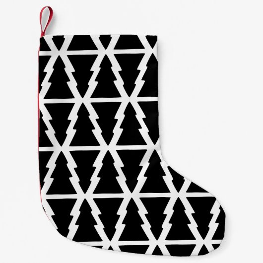 Minimalistisches Schwarz & Weiß Weihnachtsbaummust Kleiner Weihnachtsstrumpf (Vorderseite)