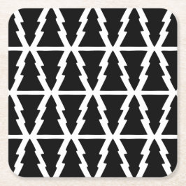 Minimalistisches Schwarz & Weiß Weihnachtsbaummust Rechteckiger Pappuntersetzer