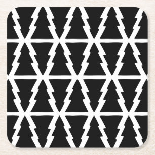 Minimalistisches Schwarz & Weiß Weihnachtsbaummust Rechteckiger Pappuntersetzer