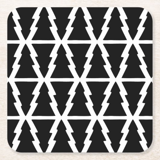 Minimalistisches Schwarz & Weiß Weihnachtsbaummust Rechteckiger Pappuntersetzer (Vorderseite)