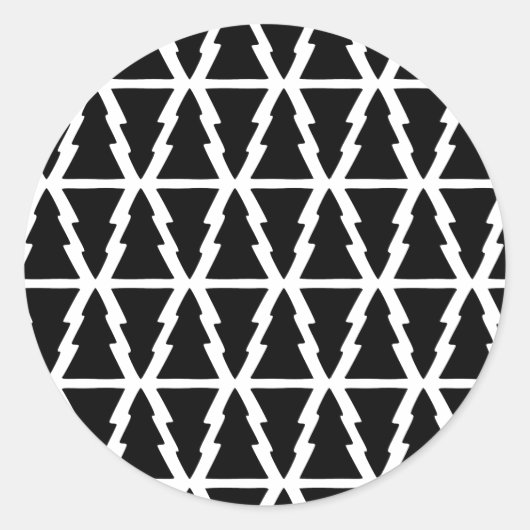 Minimalistisches Schwarz & Weiß Weihnachtsbaummust Runder Aufkleber (Vorderseite)