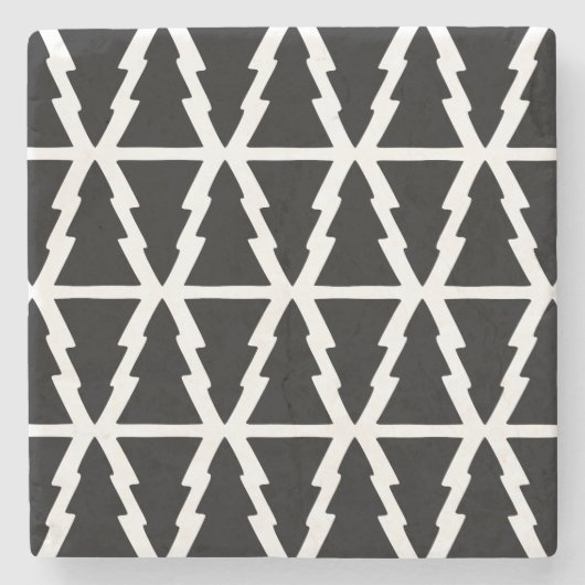 Minimalistisches Schwarz & Weiß Weihnachtsbaummust Steinuntersetzer (Vorderseite)