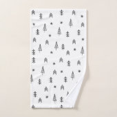 Minimalistisches Schwarz-Weiß-Winterwaldmuster Badhandtuch Set (Handtuch)